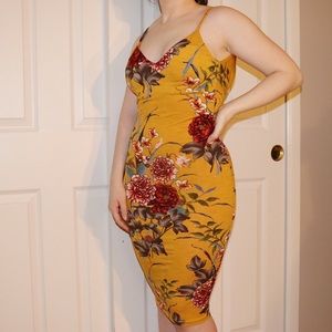 FashionNova Floral Print Scoop Back Midi Dress